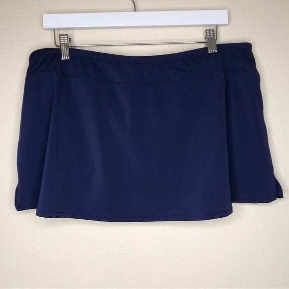 Jantzen Swim Skirt Bottom Attached Briefs Bathing Suit Navy Blue Womens Size 16W - Picture 5 of 12